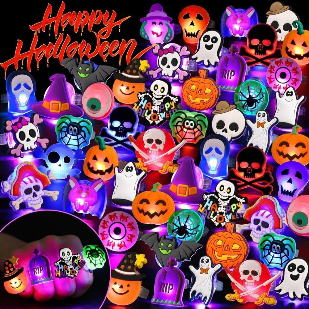 Halloween Party Favors for Kids Adults Halloween Treats LED Ring Accessories Lig